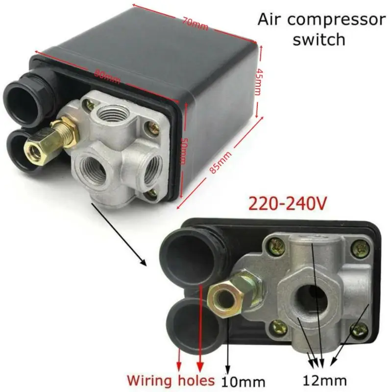 1Pcs 90-120psi Automatic Air Pressure Switch Air Compressor Pressure Switch 4Port Manifold Electric Air Compressors Tool