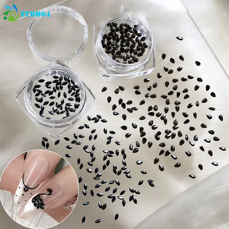 ●50pcs Mixed Crystal Rhinestone Mini Teardrop Shape Flat Bottom Diamond Nail Art Accessories