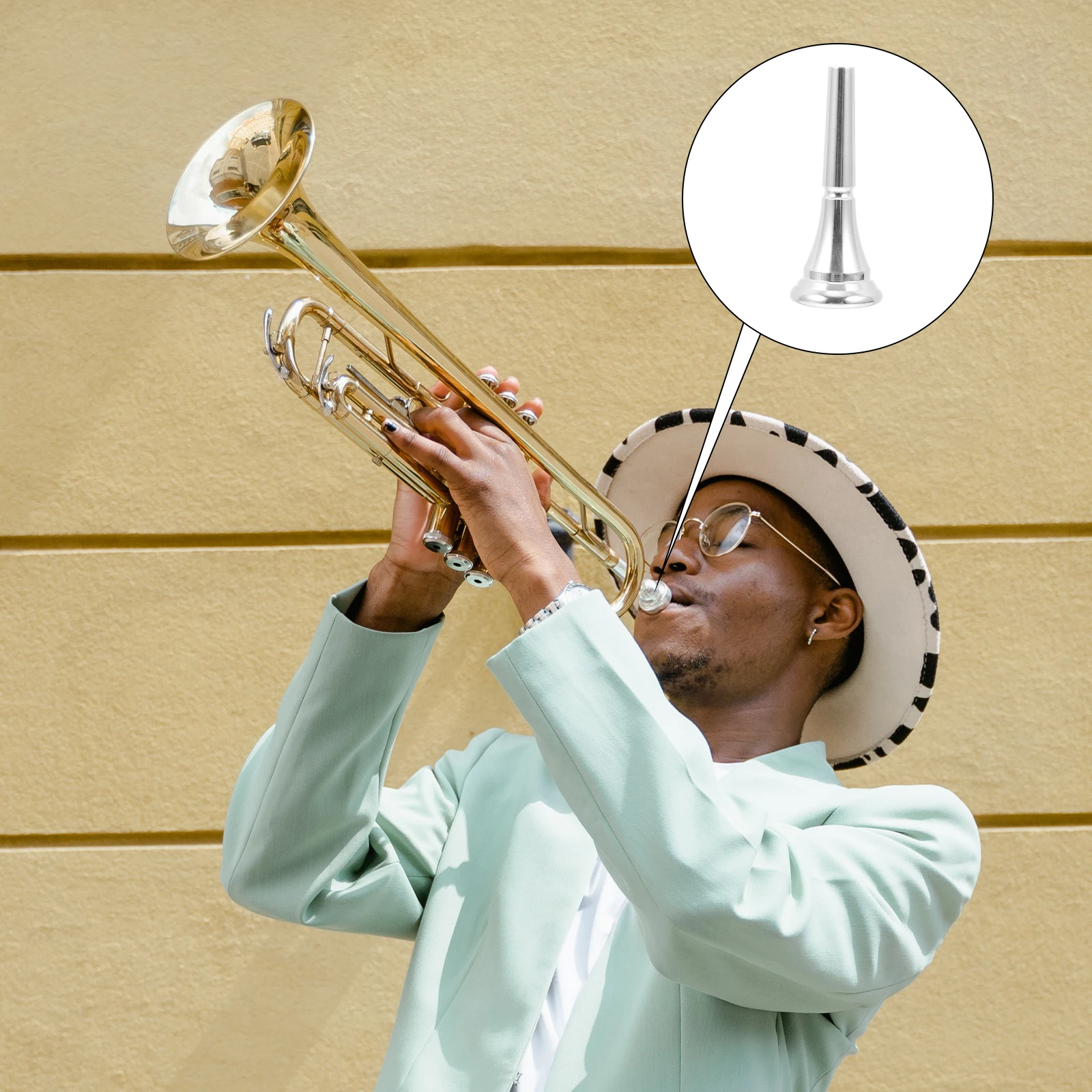 

French Horn Mouthpiece Silver Plated Brass Instrument Supply Smooth Surface Durable Long Lasting Bright Color Easy Clean Use