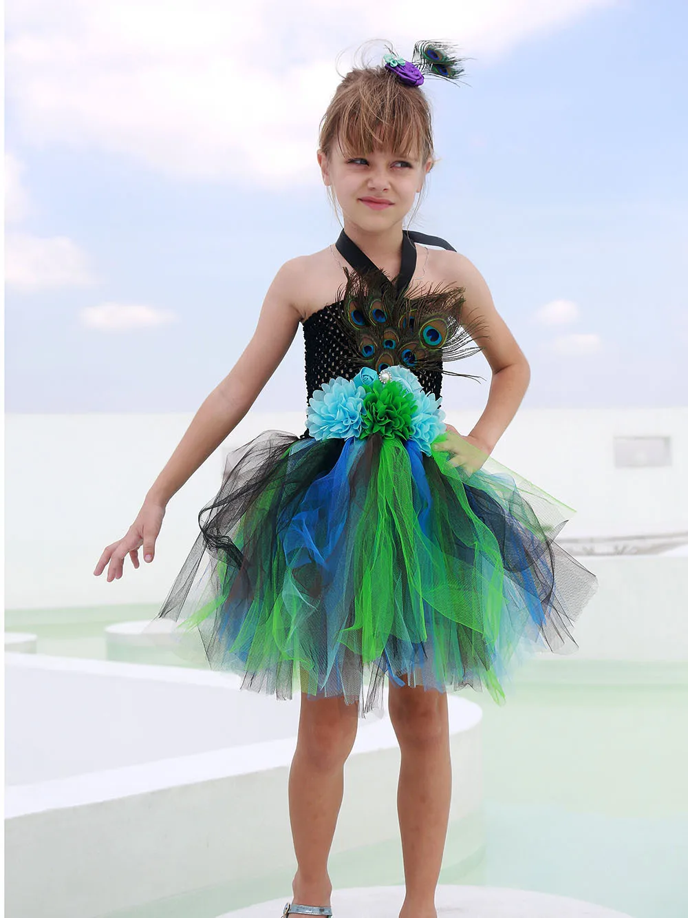 Peacock Princess Tutu Dress Girls Anime Cosplay Christmas Costume Happay Purim Birthday Party Dresses Halloween Costume for Kids