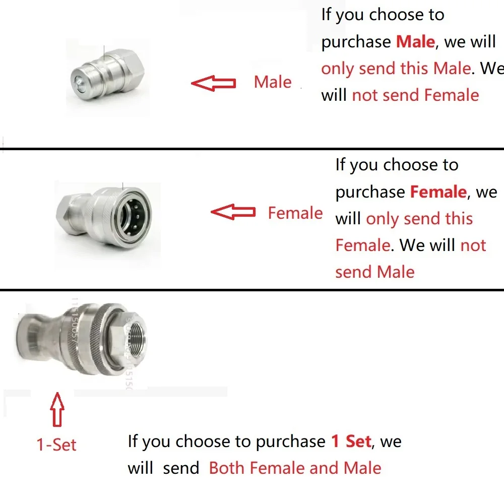 1/8 1/4 3/8 1/2 3/4 1 1-1/2 1-1/4 High Pressure Open Close Hydraulic Quick Coupling Double Self Sealing Connector