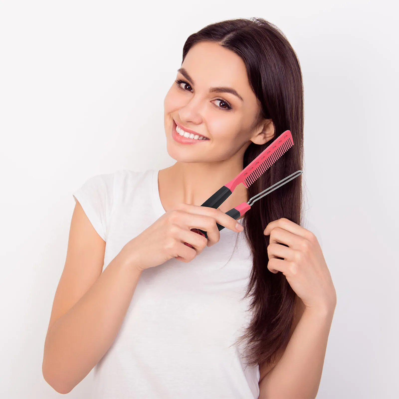 

Эргономичная расческа-выпрямитель для волос с удобным захватом для естественного выпрямления волос, профессиональное салонное использование, портативный инструмент для укладки волос