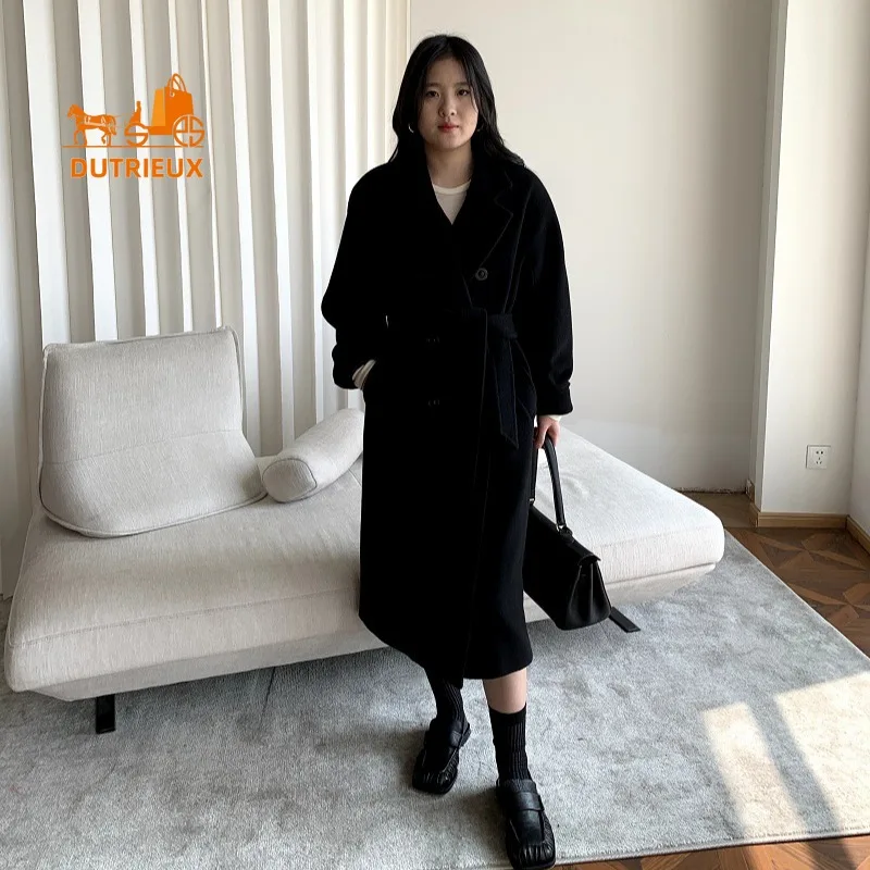 With Box Women's Coat Double-sided 10% Cashmere 90% Wool Women's Long Coat Jacket, 2024 Winter New Long Cashmere Coat Women