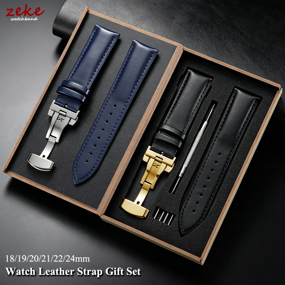 20mm 22mm Echtleder-Uhrenarmbänder 18mm 19mm 21mm Uhrenarmband für DW mit Schmetterlingsverschluss für Herren & Damen Business-Uhren mit Holzbox