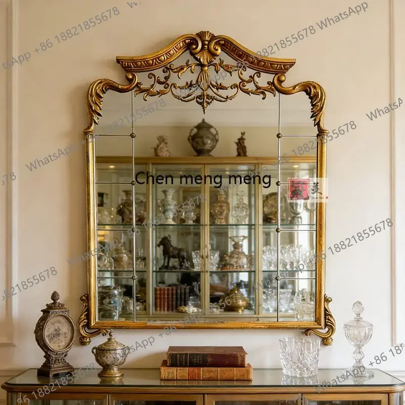 A17 French retro mirror, porch wall decorative mirror, home bedroom bathroom mirror, above American fireplace