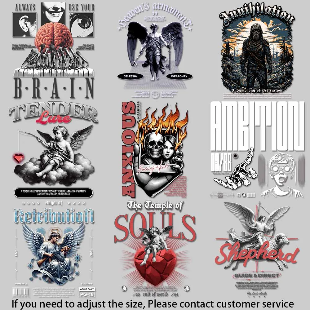 Gothic Angel Heat Transfer Vinyl - Death Messenger Peace Mourning Themes, Art DIY Apparel Decoration