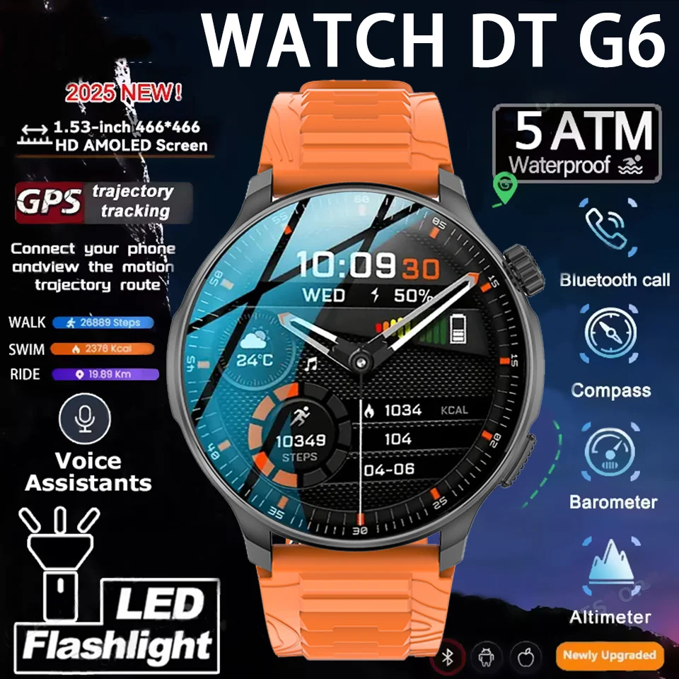 

DT G6 Ultra Built-in Dual-band GPS Smartwatch 5ATM Waterproof 48mm AMOLED Compass 170+ Sport Durable Military Smart Watch 2025