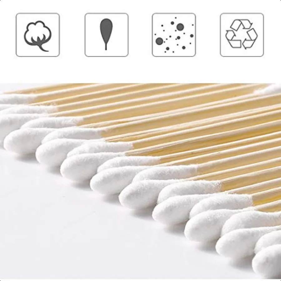 Tamponi di cotone 2000 ct Confezione da 20 bastoncini di cotone a doppia punta Tamponi di cotone con bastoncini di legno Tamponi di cotone per orecchie Trucco Pulizia quotidiana