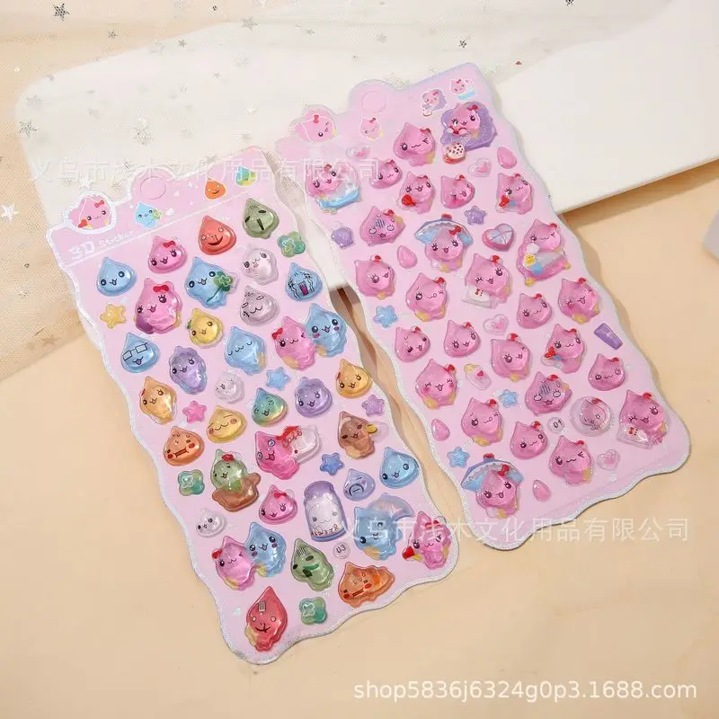 60pcs Japanese 3d Water Drop Solid Crystal Stickers Cute Diy Phone Case Decoration Student Handaccount Stationery Sticker Gift
