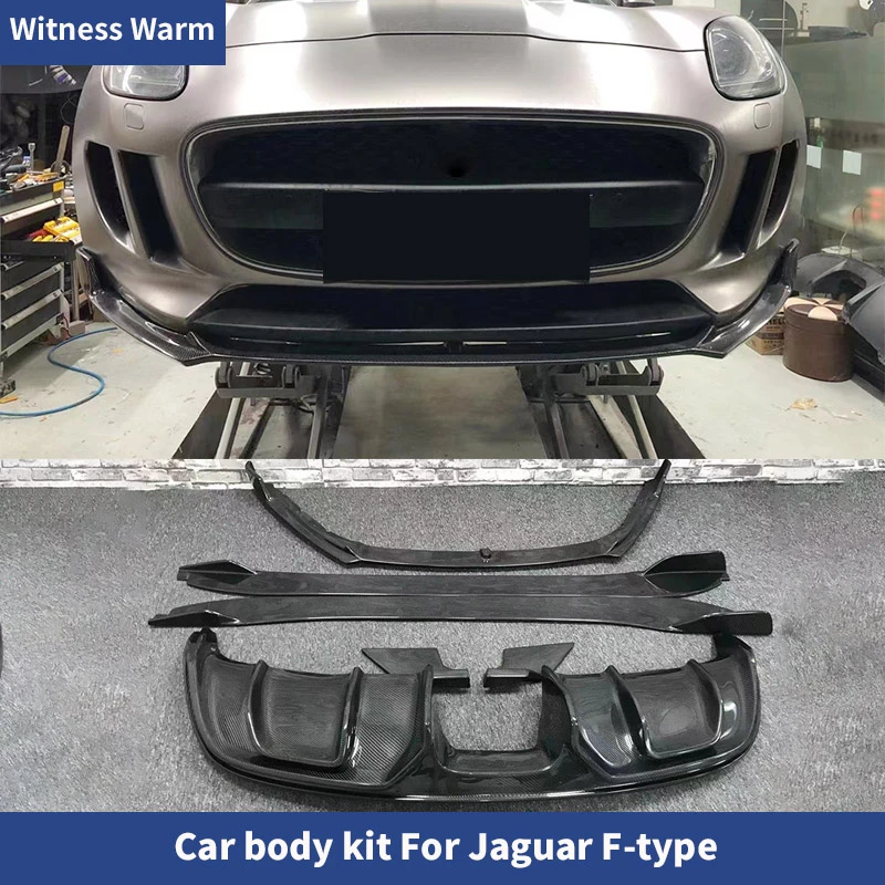 for F-type Carbon Fiber Car Body Kits Front Rear Bumper Lip Splitter Diffuser Spoiler Side Skirts Apron for Jaguar F-type 14 15