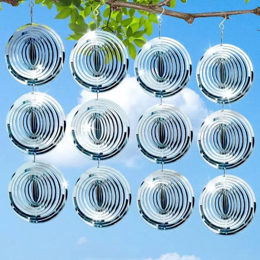 Reflective Metal Wind Spinner Durable Construction Weather Resistant Bird Repellent Spinner Spinning Design