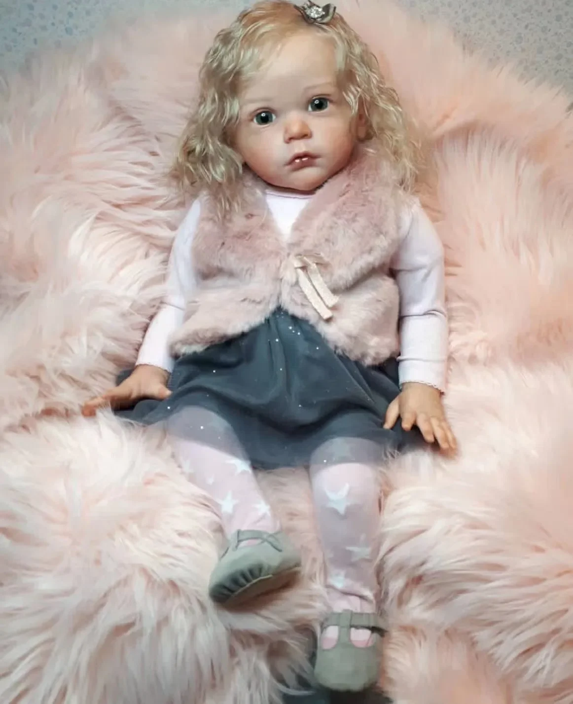 DLS Customized Limited Supply 24inch Reborn Baby Mattia With Hand-Rooted White Curly Hair Already Finished Doll Different Dress