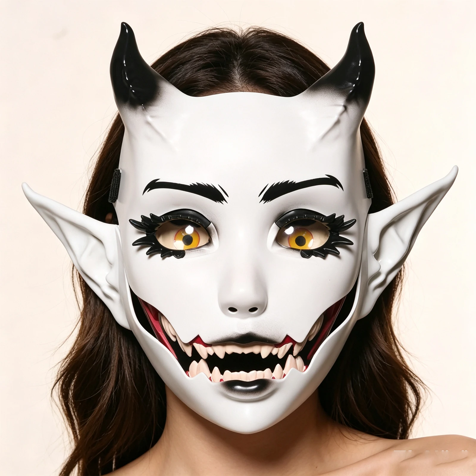 JAUPTO 7-Farbige Hornige Maske mit Beweglichem Kiefer und Offenem Mund, Fantasy-Kreatur-Maske für Halloween-Kostüme, Partys und Festivals, Gesichtsbedeckung für Erwachsene – Detail 9