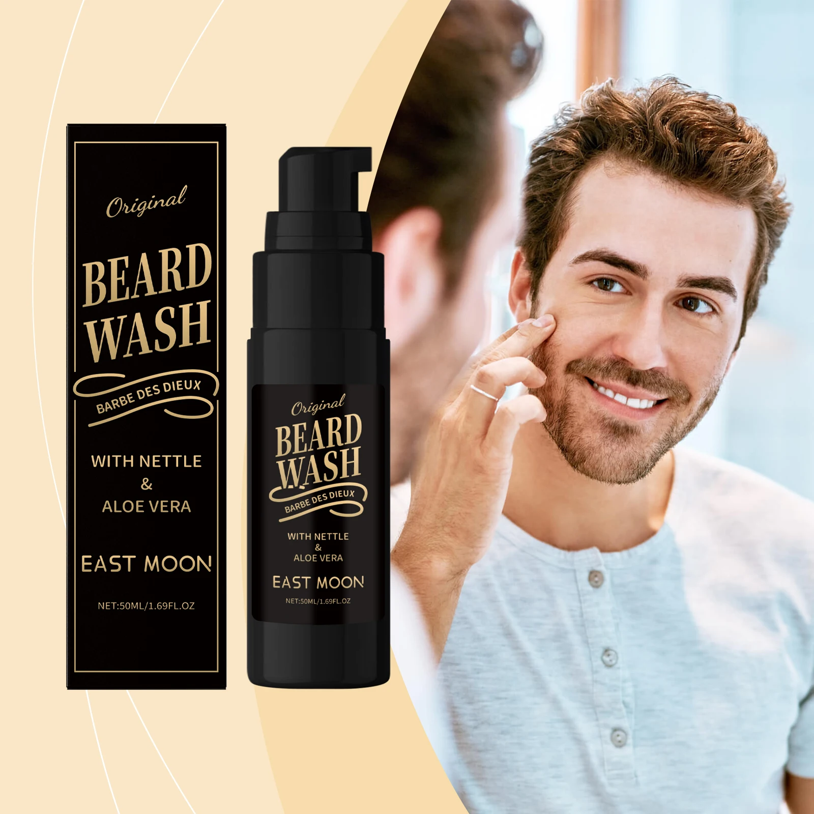

Men's aftershave shampoo moisturizes, softens, nourishes, cleanses, controls oil, refreshes beard care milk
