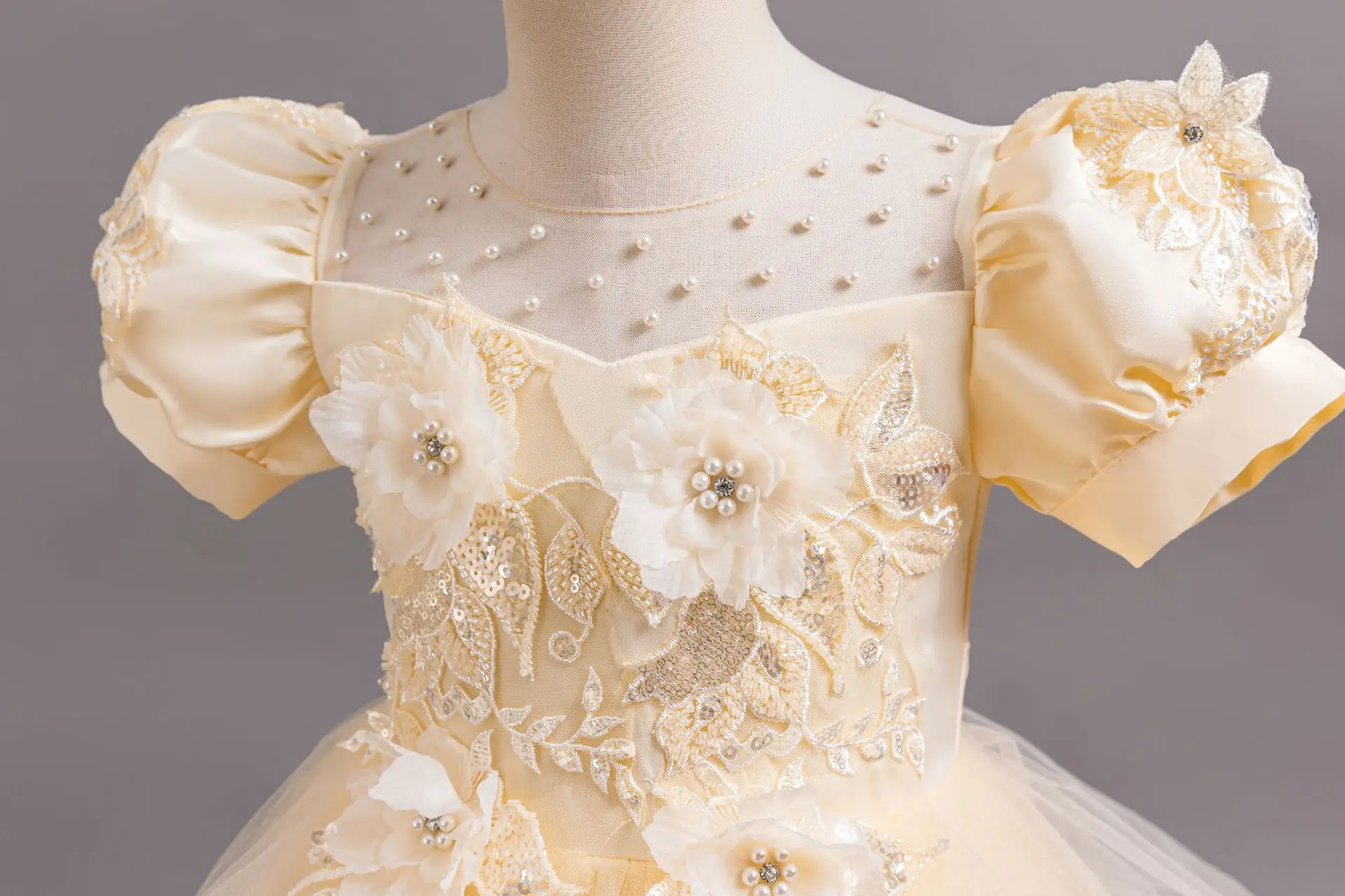 Children\'s dress Princess Girl Butterfly lace embroidered flower long dress 2025 new Christmas Ball Party Beaded Jacquard Dress