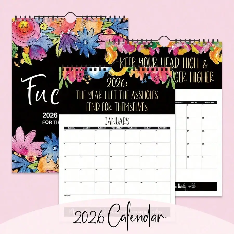 

1PC 2026 Funny Swear Word Calendar Humorous Text Wall Calendar for Office Home Decor New Year Gift