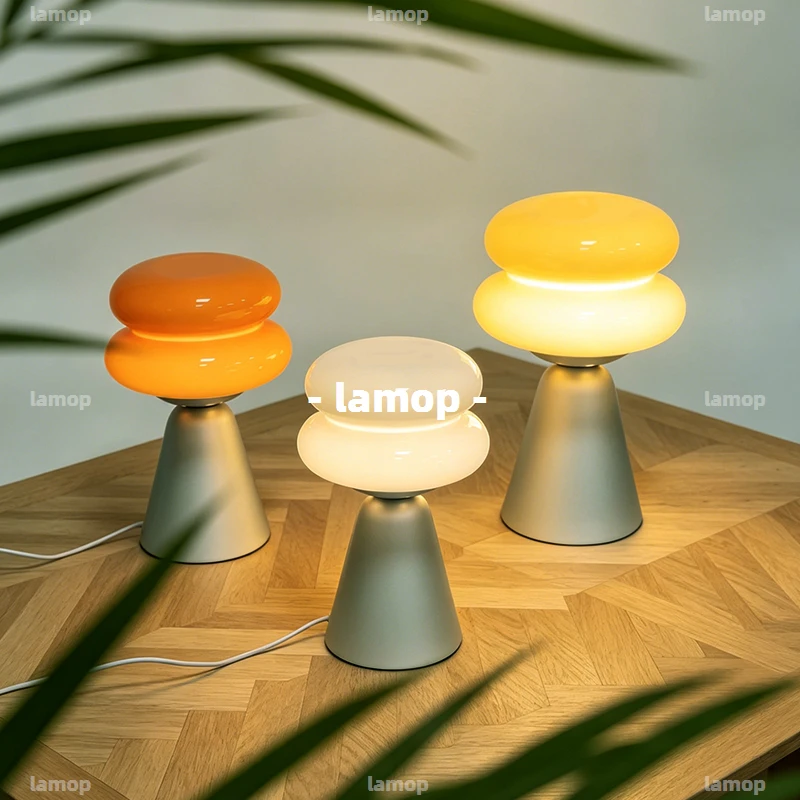Bedside lamps for bedrooms and table lamps for living rooms Ambience egg‑tart glass lamp Bauhaus‑style lamp night light creative - view 2