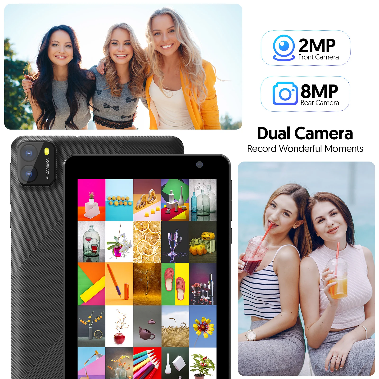 7-inch Android 14 tablet, 8GB (3g+5g memory expansion) RAM+64GB ROM, dual cameras, WiFi, Bluetooth, 3500 mAh battery
