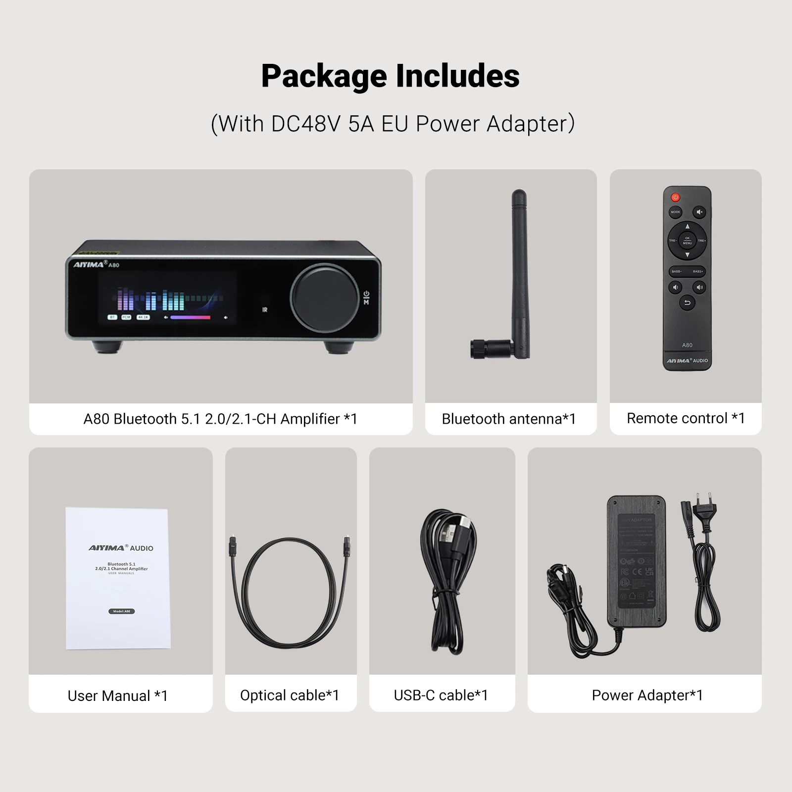 AIYIMA A80 Geüpgradede TPA3255 DAC Bluetooth PFFB Stereo Versterker 300Wx2 Klasse D HiRes Digitale Amp RCA TRS OPT COA USB Ingang