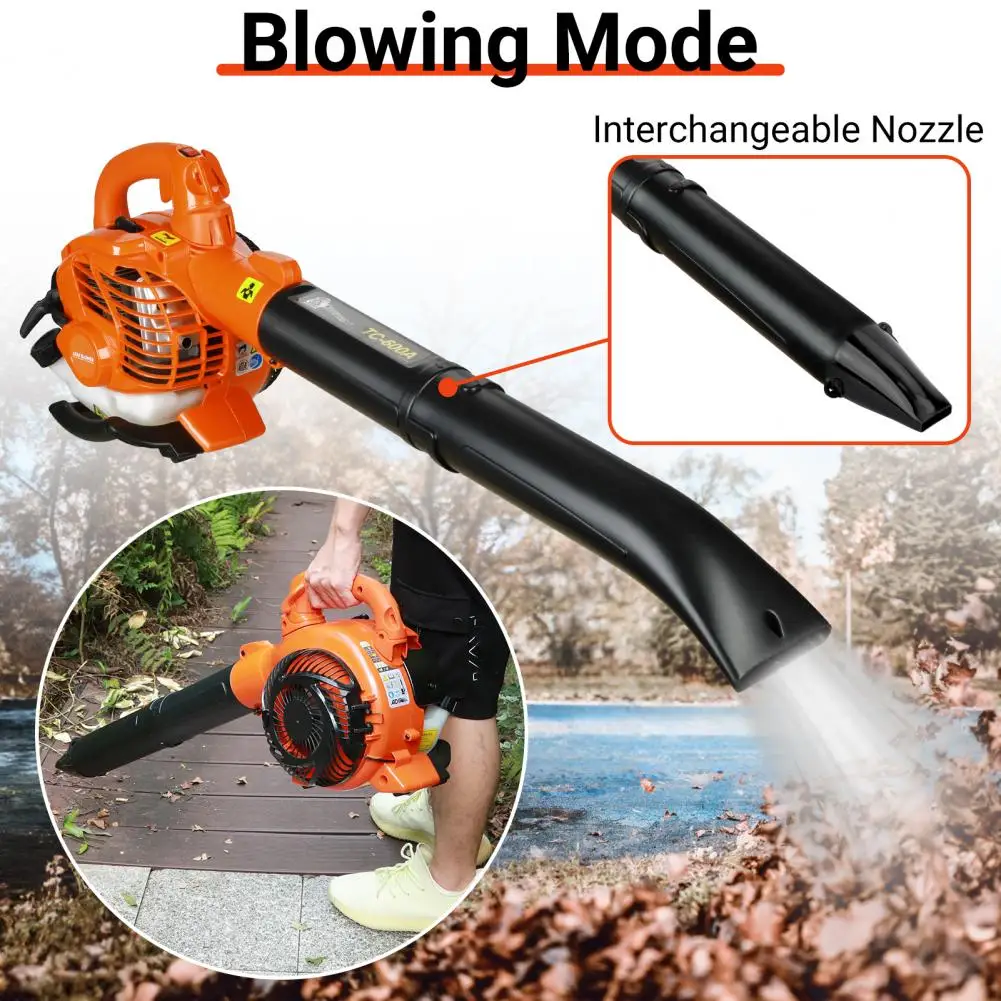 2 Stroke Handheld Leaf Blower, Gas Powered Leaf Blower Dual-Purpose (Blowing and Suction) Cleaner with Straight and Curved Blow