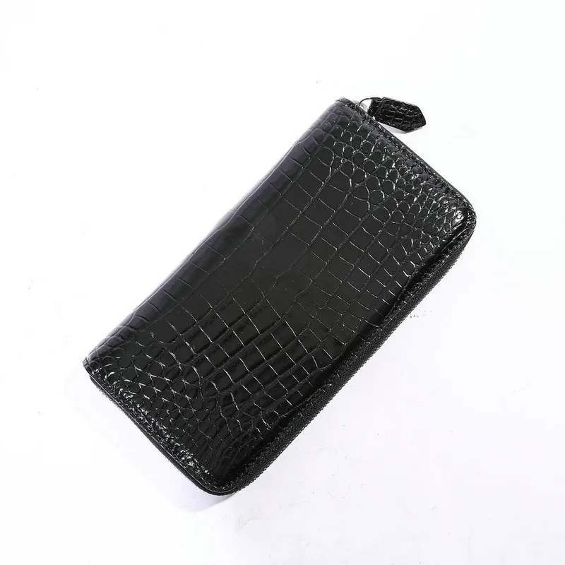 New Fashionable British Style Splice Free Crocodile Belly Leather Zipper Handbag Card Bag Medium To Long Men's Purse Men Wallets