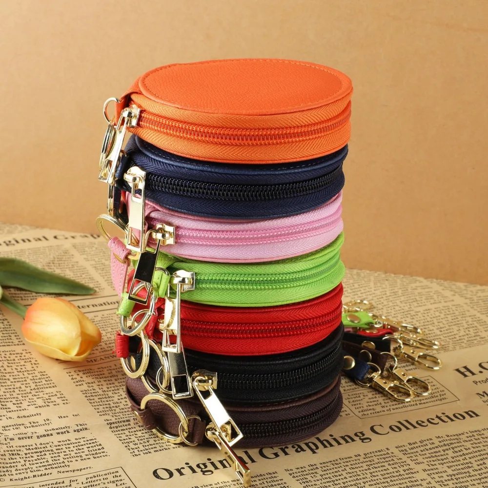 PU Leather PU Leather Coin Purse Bag Pendant Keychain Zipper Round Wallet Card Bag Korean Style Small Storage Bag Ladies/Girls