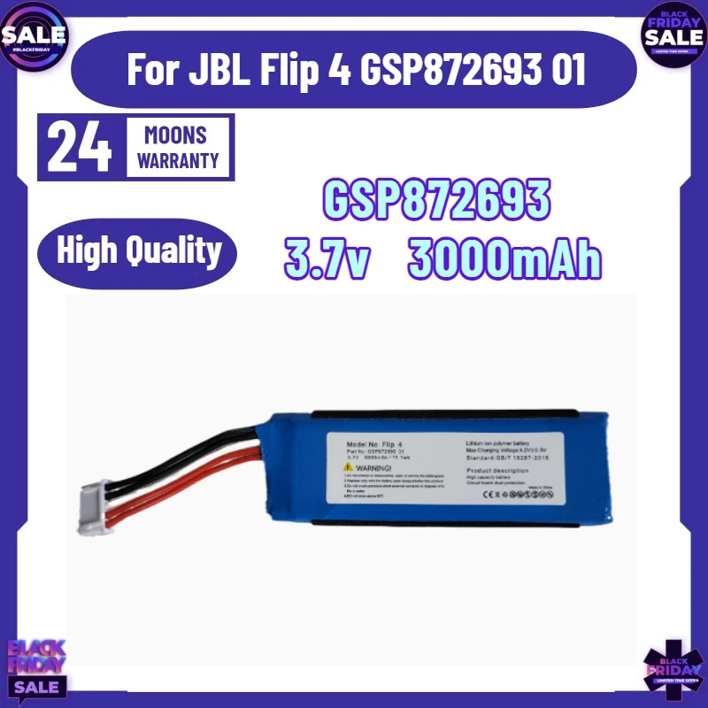 3.7v 3000mAh Battery for JBL Flip 4 Rechargeable Battery GSP872693 01 for JBL Speaker Flip 4 Bateria