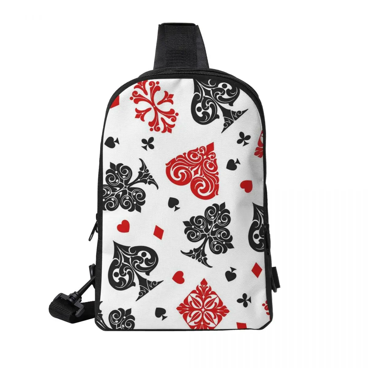

Playing Card Icons Chest Bag Men Sling Crossbody Backpack Chest Bag Traveling Hiking Daypack Shoulder Bag