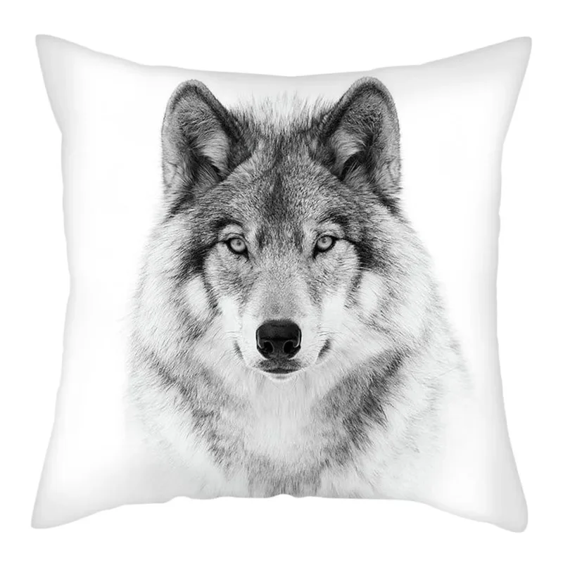 Wild Animals Printed Cushion Cover Wolf King Photo Pillow Covers for Home Sofa Decorative Throw Pillow Cases