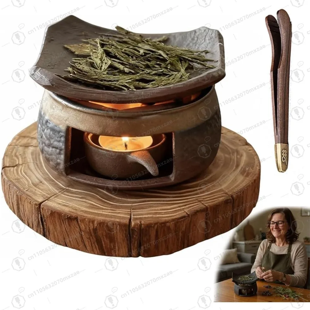 

Handmade Ceramic Aromatherapy Stove Essential Oil Burner with Tealight Holder for Home Fragrance, Meditation, Relaxation Decor