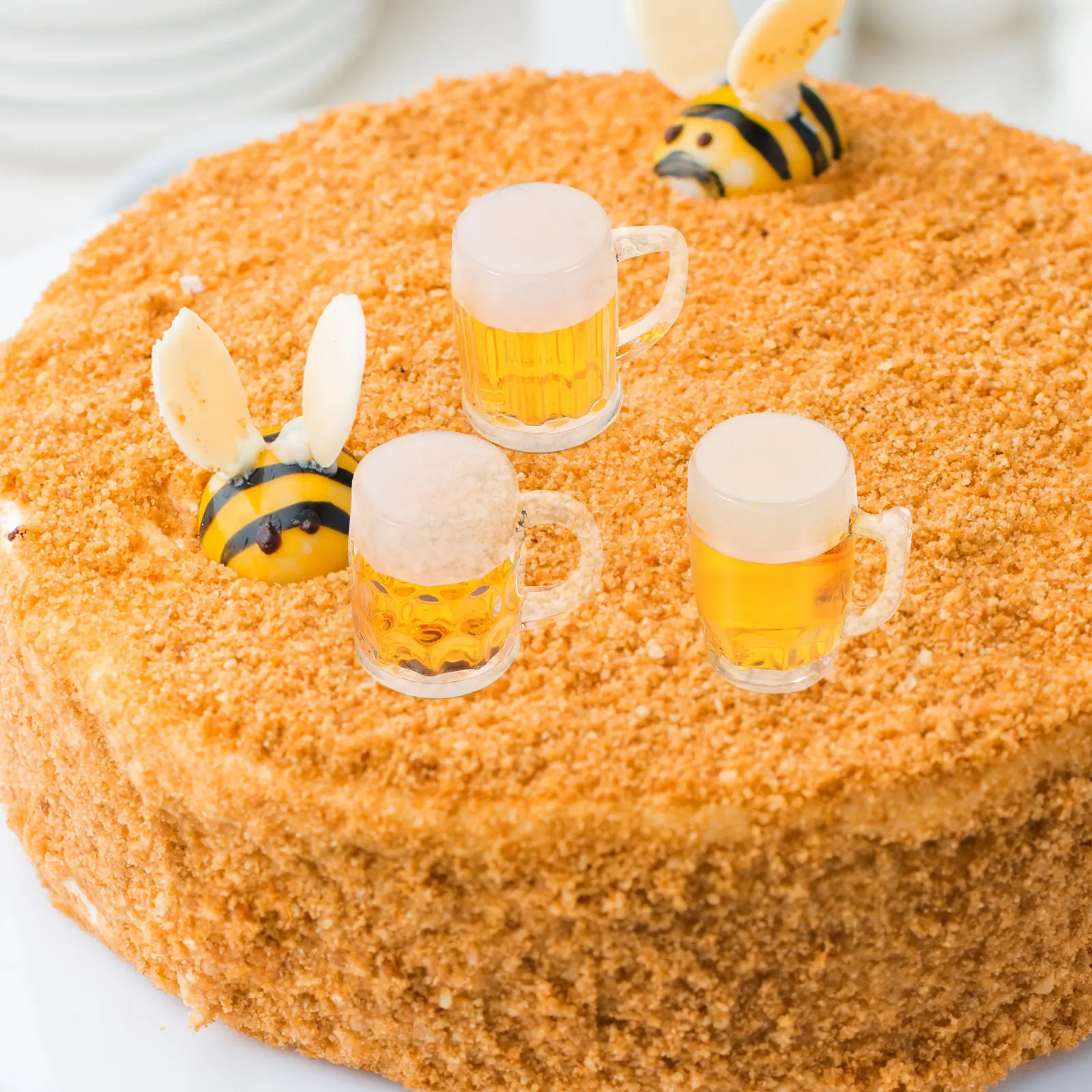 

3Pcs Fake Beer Mug Simulation Plastic Beer Cup Lifelike Charms DIY Craft Decorations Keychains Imitation Food Keychains