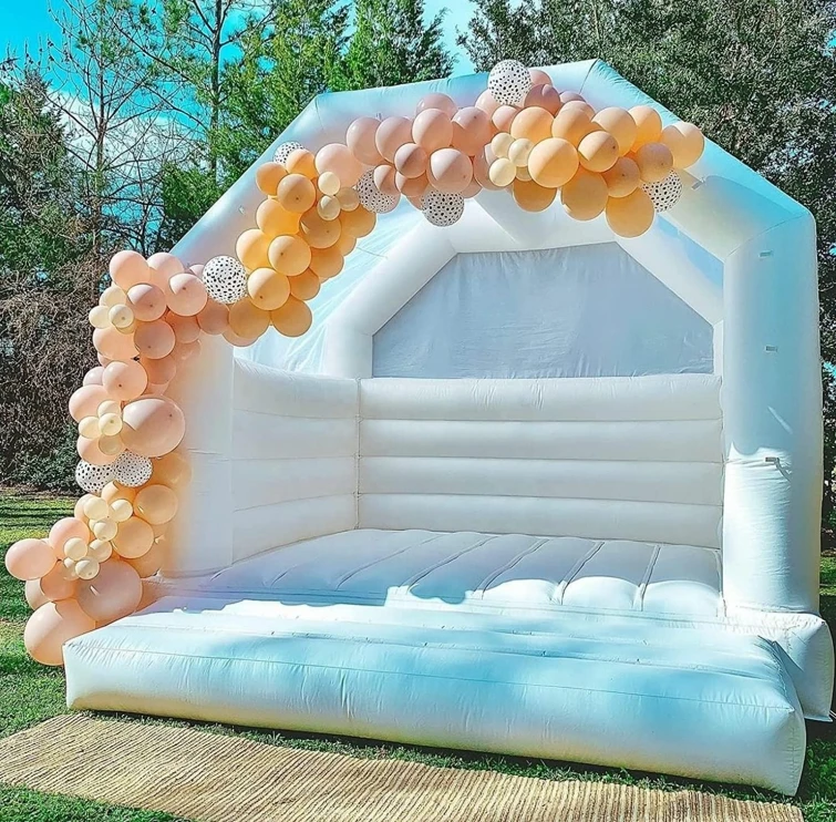 Inflatable White Bounce House Castle Commercial Grade Inflatable Jumper Bounce House with Air Blower Wedding Bouncy Castle Jum