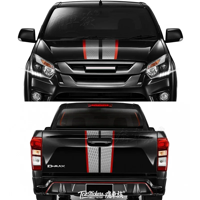 Car sticker FOR Isuzu Dmax pull flower front cover hood tail decoration modified Decal film