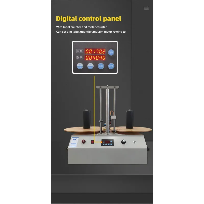 -R350 Roll to Roll Rewinder Machine Label Rewinder and Counter 1 to 2 Roll Rewinder Machine