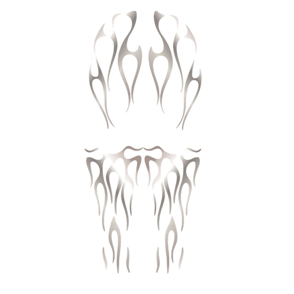 Motorcycle Flame Decals in Matte Silver Tone for Gas Tank and Mudguard Customization with Consistent Visual Alignment