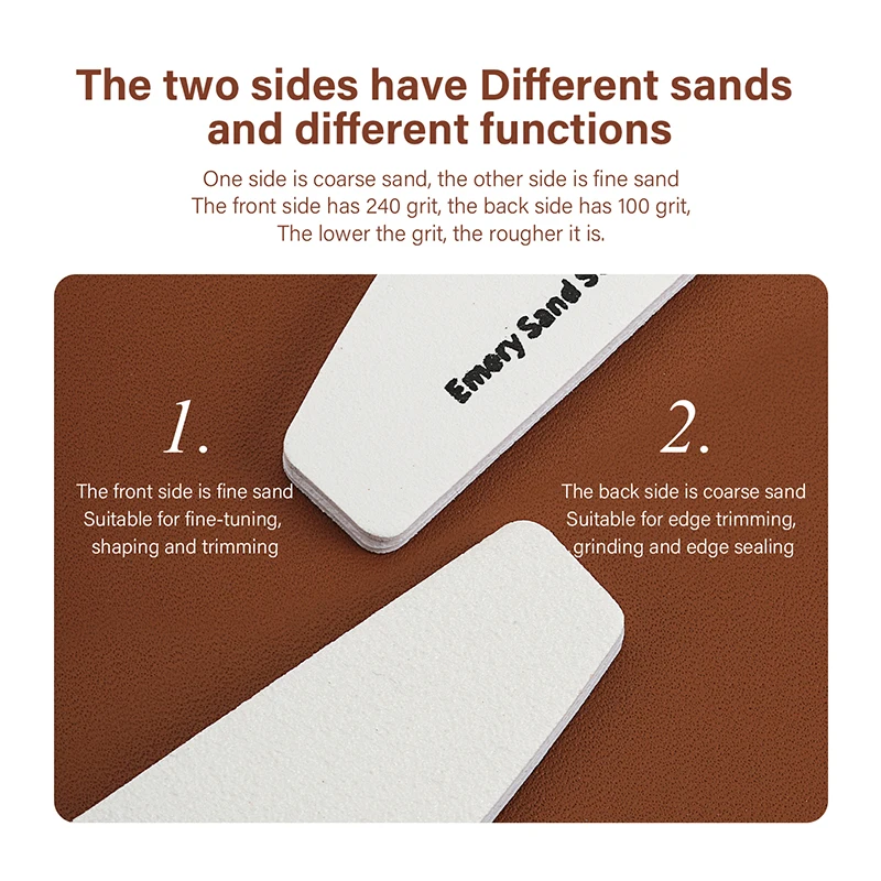 WUTA 1-10pcs Professional Sanding Sticks Leather Edge Polishing Board Nail Files 100/240 Emery Grit Reusable Grinding Craft Tool