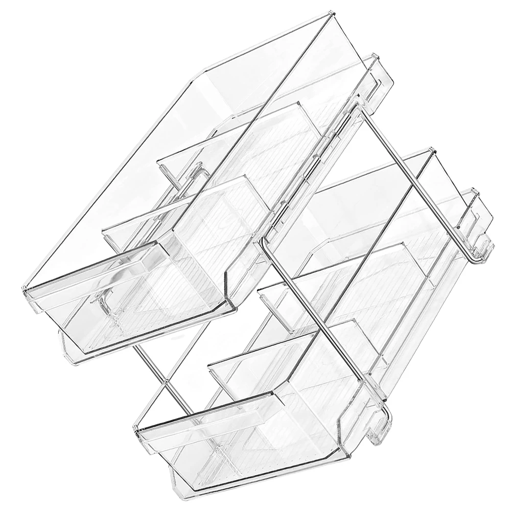 

Double Tier Makeup ganizer For Bathroom Countertop Rack Stainless Steel PET Strong Capacity Slide Out Design Bathroom Kitchen