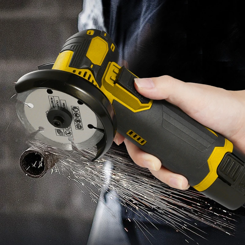 Mini Cordless Brush Angle Grinder Kit Grinding Disc 3/76mm 19500rpm Electric Grinding Tool with 1 PCS 12V1500mAh Battery