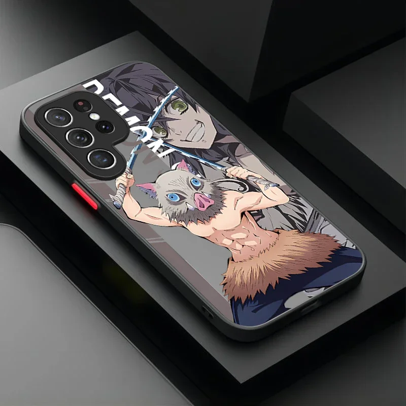 Anime Demon Slayer Matte Hard Case For Samsung Galaxy S24 S23 S22 Ultra S21 S20 FE S10 Plus Note 20 10 A15 A25 A35 A55 Cover