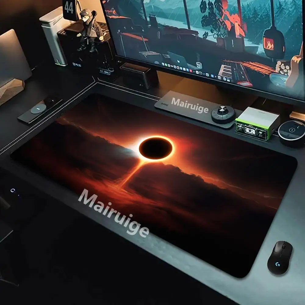 

Коврик для мыши Total Solar Eclipse, большие компьютерные аксессуары, коврики для офисного игрового стола, XL, противоскользящие коврики для игровой клавиатуры, коврики для мыши, настольные коврики