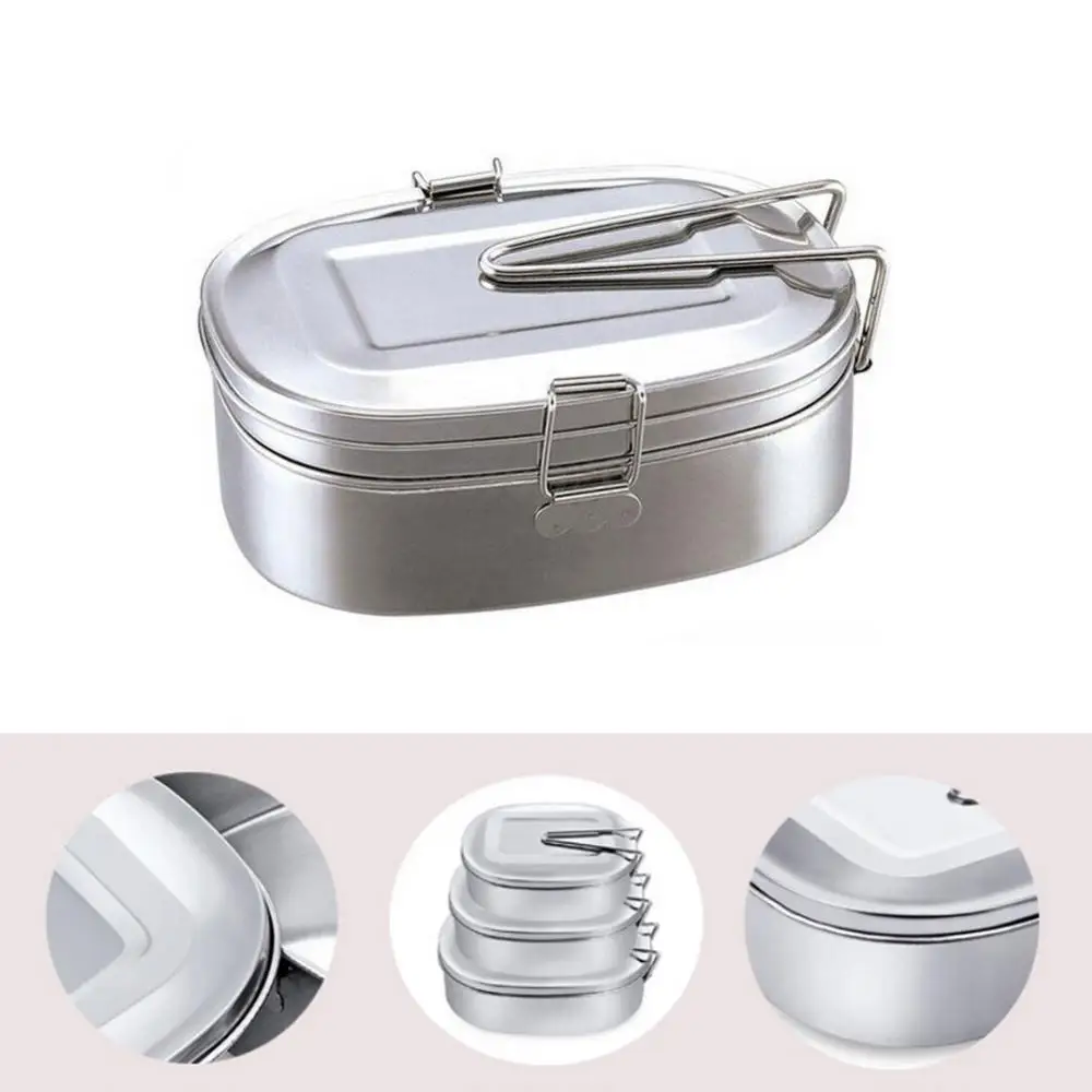 

Stainless Steel Lunch Box Double Layers Adult Student Lunch Container Sealed Leakproof Rectangular ланч бокс Bento Lunch Box