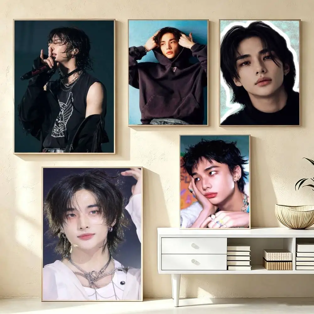 K-pop Hyunjin-nn  Poster High Quality Dorm Living Room Aesthetic Wall Decoration Painting Stickers Gift
