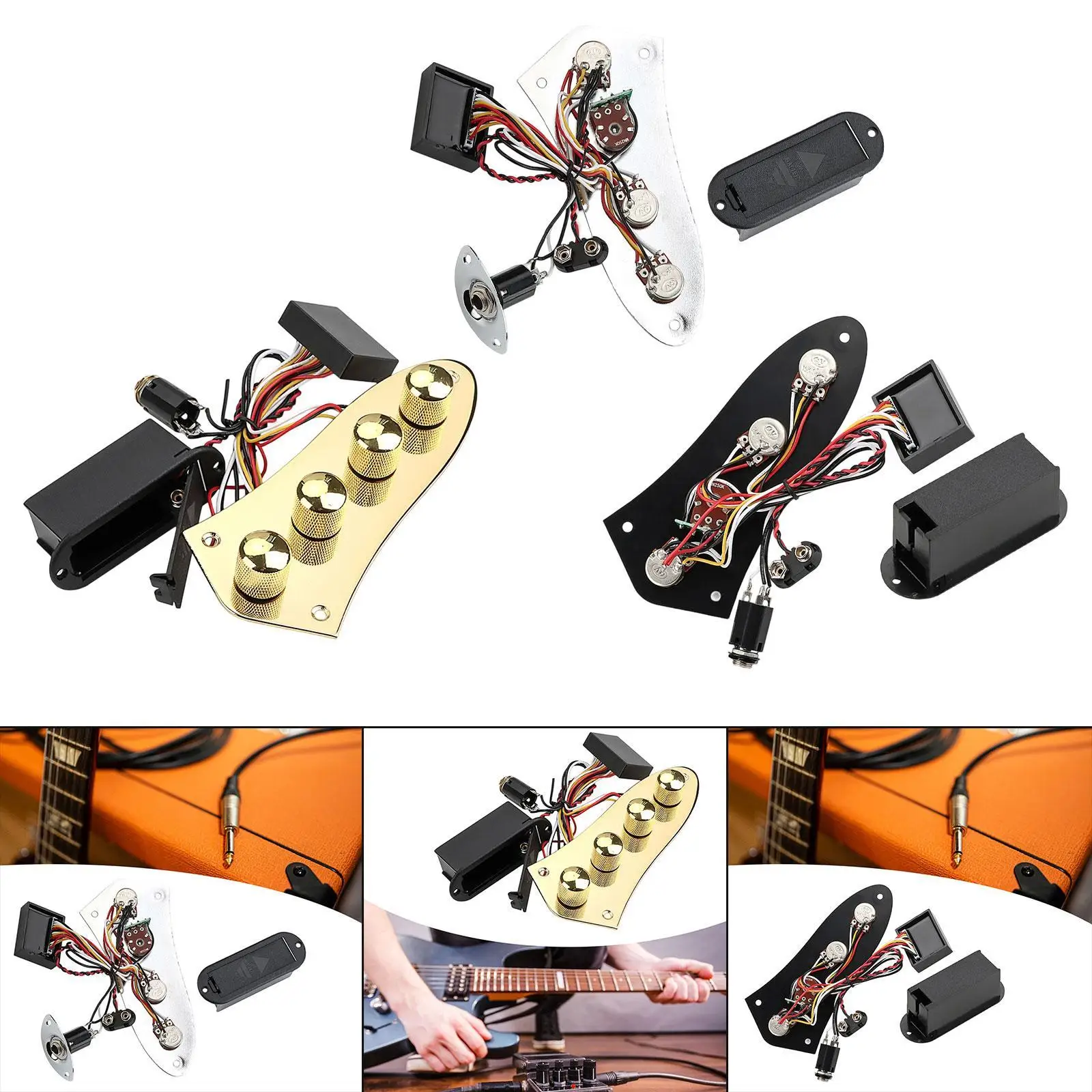

Bass Guitar Control Plate Easy Installation Loaded Wired High Performance with Switch Knob Wiring Harness Kit Guitar Parts