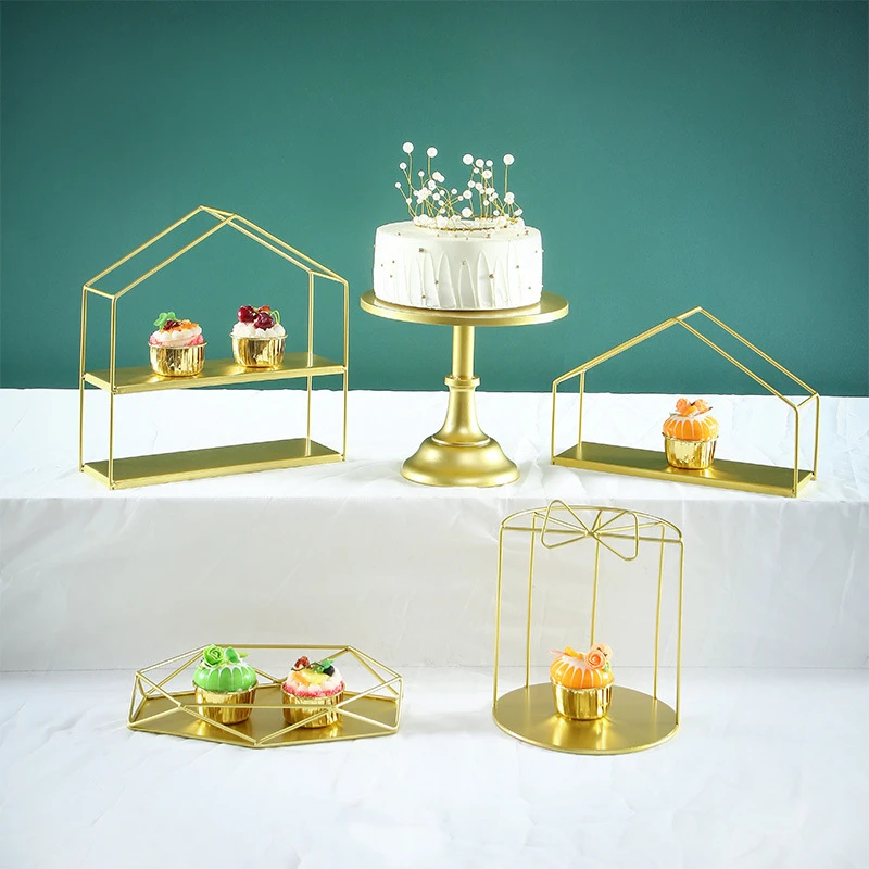 European Metal Stable Dessert Table Cake Topper Display Stand Tray Hand-welded Cold Meal Tea Break Cupcake Rack Home Decoration