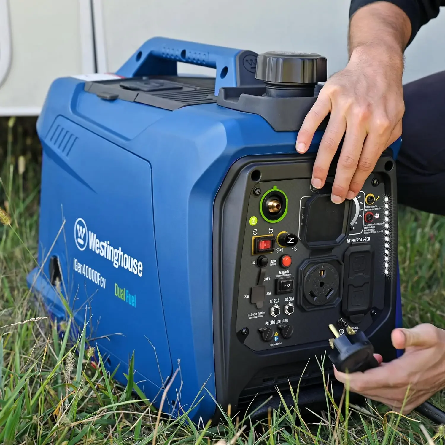 [XMSJ-한정 재고, 지금 구매하세요! 4000 피크 와트 초저소음 듀얼 연료 휴대용 인버터 발전기, 휠 및 핸들 키트, 가스 및 프로판