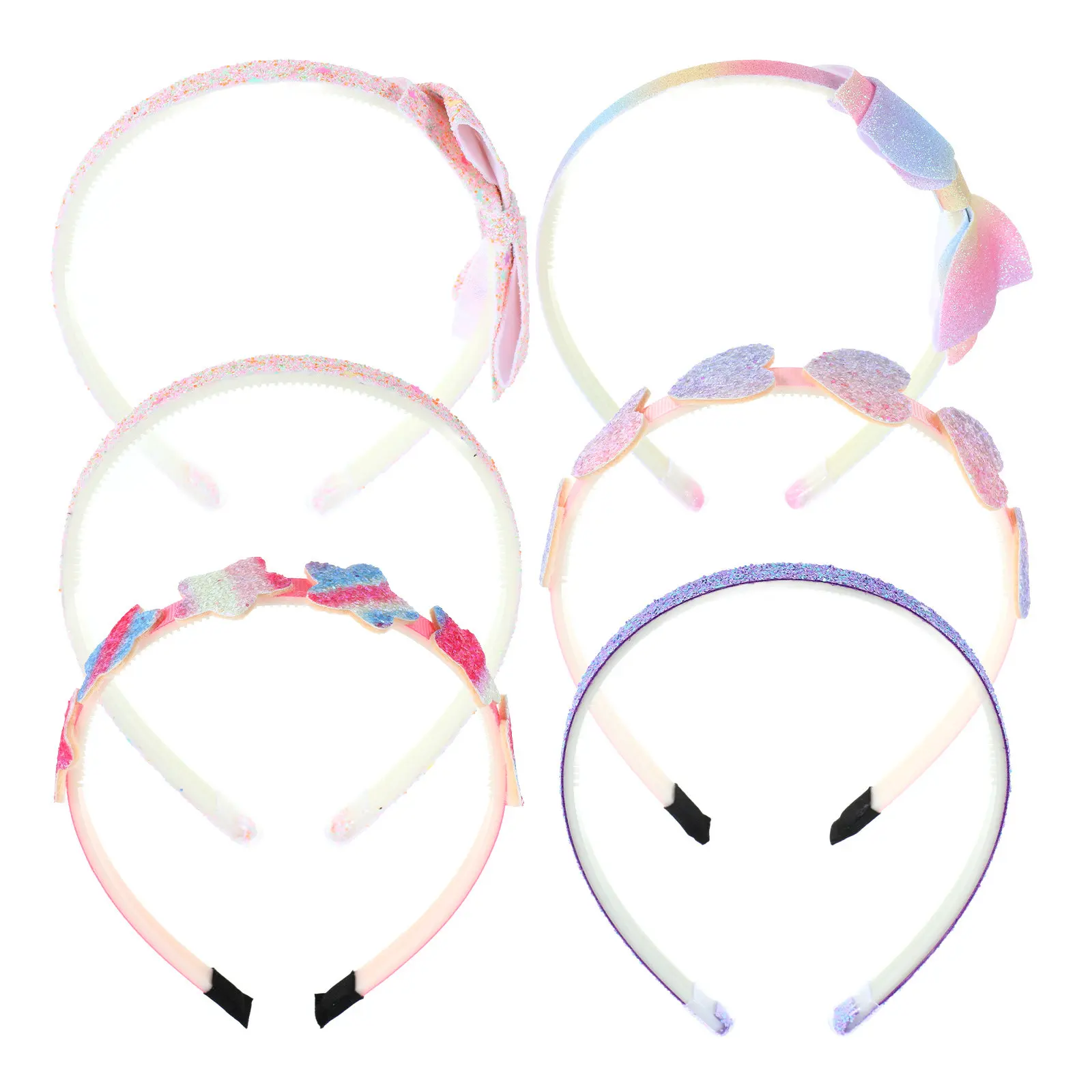 

6Pcs Cute Headband Set for Girls Non-Slip Teeth Hair Accessories Little Girls Party Toddler Hairbands Glitter Bow Hairband
