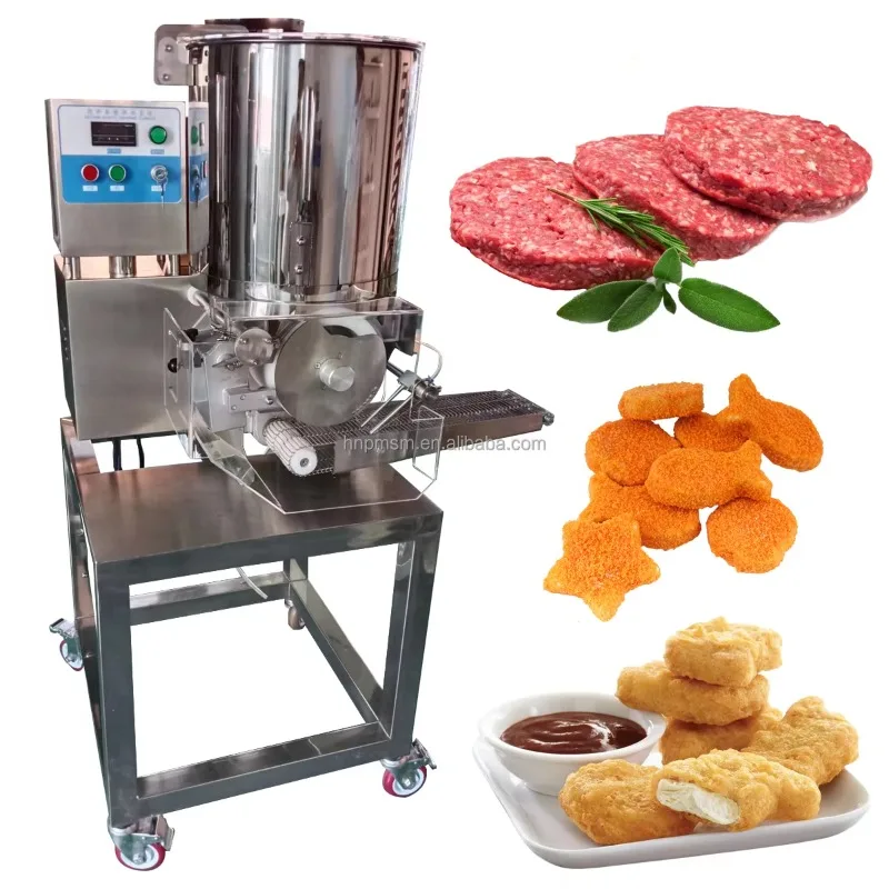 Commercial Automatic Burger Press and Kebab Patty Making Machine for Fast Food Meat Forming and Pressing