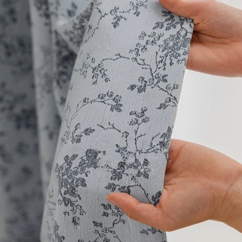 1PC French Style Hemlock Twin-Sided Chenille Curtain, Provence Floral Print, Good Light Blocking and Insulation, Suitable for Be