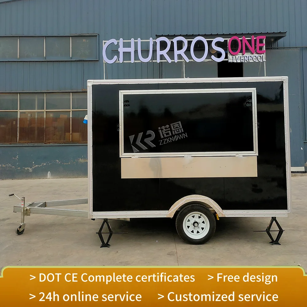 Carrello per camion per cibo di strada Carrello per pizza, hamburger, gelati, chiosco per caffè, rimorchio per cibo concessione personalizzata con attrezzature da cucina complete