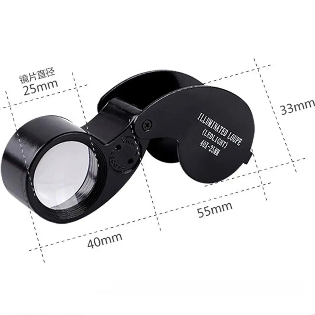 Lighting Loupe 40X 25mm Illuminated Magnifier LED Loupe Glass for Jewelers Coin Collectors and Hobby Use
